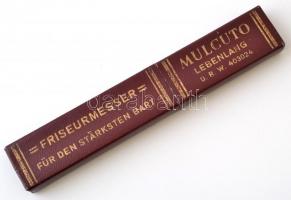 Carl Rader Solingen 21-es borotva fekete cell. nyéllel, Friseurmesser tokban h: 24 cm