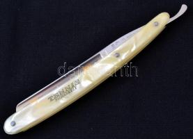 Tennis Solingen 80-as borotva  gyöngyház utánzatú cell. nyéllel, eredeti tokban h: 24 cm