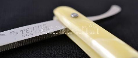 Tennis Solingen 80-as borotva  gyöngyház utánzatú cell. nyéllel, eredeti tokban h: 24 cm