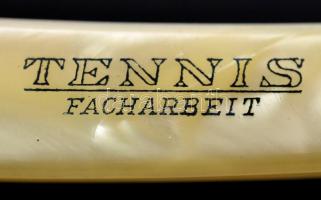 Tennis Solingen 80-as borotva  gyöngyház utánzatú cell. nyéllel, eredeti tokban h: 24 cm