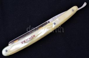 Tennis Solingen 80-as borotva  gyöngyház utánzatú cell. nyéllel, eredeti tokban h: 24 cm