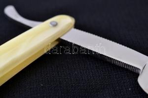 Tennis Solingen 80-as borotva  gyöngyház utánzatú cell. nyéllel, eredeti tokban h: 24 cm