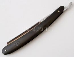 1957 utűn Carl Rader Solingen DOVO 21-es borotva, fekete cell. nyéllel, F. Herder Solingen tokban, h...