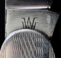 Wilhelm Wagner Solingen rozsdamenes nyelű zsebkés, jelzett, két pengés, h: 16 cm