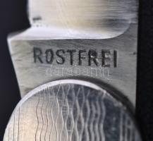 Wilhelm Wagner Solingen rozsdamenes nyelű zsebkés, jelzett, két pengés, h: 16 cm