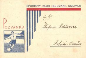 1934 Tótsóvár, Sóvár, Solivar; Pozvánka - Sportovy Klub "Slovan" v Solivare úctive zve Vás a Vasu ct. rodinu na svoj II. Tanecny Vecierok / A sóvári Slovan sport klub kihajtható meghívója táncos mulatságra / Slovan sport club's foldable invitation card to a dance gathering