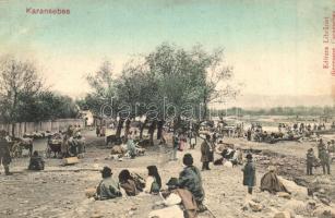 1906 Karánsebes, Caransebes; cigányok tábora, piac, folklór / Gypsy folklore, camp, market (EK)