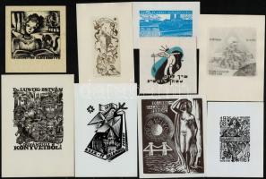 cca 1930-1970 Vegyes ex libris tétel, kb. 240 db. Különféle nyomótechnikákkal, 13x18 cm és 5x3 cm kö...