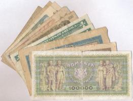 11db-os bankjegy tétel, közte amerikai, csehszlovák és román bankjegyek T:III,III- néhány bankjegyen...
