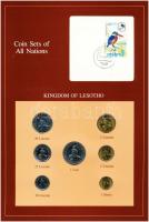 Lesotó 1979-1983. 1s-1L (7xklf), Coin Sets of All Nations forgalmi szett felbélyegzett kartonlapon T:1  Lesotho 1979-1983. 1 Sente - 1 Loti (7xdiff) Coin Sets of All Nations coin set on cardboard with stamp C:UNC