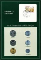 Mozambik 1980-1982. 50c-20M (6xklf), "Coin Sets of All Nations" forgalmi szett felbélyegzett kartonlapon T:1  Mozambique 1980-1982. 50 Centavos - 20 Metiais (6xdiff) "Coin Sets of All Nations" coin set on cardboard with stamp C:UNC