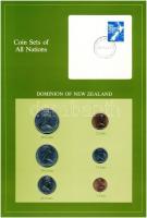 Új-Zéland 1980-1982. 1c-50c (6xklf), "Coin Sets of All Nations" forgalmi szett felbélyegzett kartonlapon T:1  New Zealand 1980-1982. 1 Cent - 50 Cents (6xdiff) "Coin Sets of All Nations" coin set on cardboard with stamp C:UNC