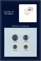 Portugália 1980-1984. 1E-25E (4xklf), Coin Sets of All Nations forgalmi szett felbélyegzett kartonlapon T:1  Portugal 1980-1984. 1 Escudo - 25 Escudos (4xdiff) Coin Sets of All Nations coin set on cardboard with stamp C:UNC