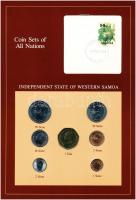 Szamoa 1974-1984. 1s-1T (7xklf), Coin Sets of All Nations forgalmi szett felbélyegzett kartonlapon T:1  Samoa 1974-1984. 1 Sene - 1 Tala (7xdiff) Coin Sets of All Nations coin set on cardboard with stamp C:UNC