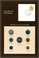 Salvador 1974-1984. 1c-1C (7xklf), Coin Sets of All Nations forgalmi szett felbélyegzett kartonlapon T:1  Salvador 1974-1984. 1 Centavo - 1 Colon (7xdiff) Coin Sets of All Nations coin set on cardboard with stamp C:UNC