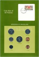 Szávziföld 1979-1982. 1c-1L (7xklf), Coin Sets of All Nations forgalmi szett felbélyegzett kartonlapon T:1  Swaziland 1979-1982. 1 Cent - 1 Lilangeni (7xdiff) Coin Sets of All Nations coin set on cardboard with stamp C:UNC