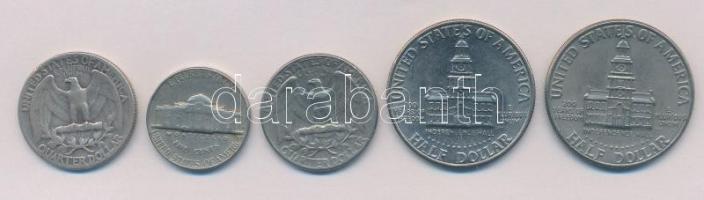 Amerikai Egyesült Államok 1941-1976. 5c-1/2$ (5x) közte 1941. 1/4$ Ag "Washington" T:2,2-
...