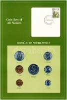 Dél-Afrika 1981-1983. 1c-1R (7xklf), "Coin Sets of All Nations" forgalmi szett felbélyegzett kartonlapon T:1  South Africa 1981-1983. 1 Cent - 1 Rand (7xdiff) "Coin Sets of All Nations" coin set on cardboard with stamp C:UNC