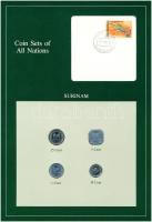 Suriname 1982-1985. 1c-25c (4xklf), Coin Sets of All Nations forgalmi szett felbélyegzett kartonlapon T:1  Surinam 1982-1985. 1 Cent - 25 Cents (4xdiff) Coin Sets of All Nations coin set on cardboard with stamp C:UNC