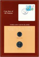 Turks- és Caicos-szigetek 1981. 1/4C-1/2C (2xklf), Coin Sets of All Nations forgalmi szett felbélyegzett kartonlapon T:1  Turks and Caicos Islands 1981. 1/4 Crown - 1/2 Crown (2xdiff) Coin Sets of All Nations coin set on cardboard with stamp C:UNC
