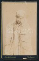 Jászai Mari (1850-1926) színésznő vizitkártya méretű fotója Goszleth István műterméből. 6,5x11 cm