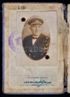 1942 Macsek János hajóskapitány hajós szolgálati könyve megviselt állapotban, valamint egyenruhájána...