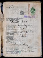 1942 Macsek János hajóskapitány hajós szolgálati könyve megviselt állapotban, valamint egyenruhájána...