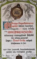 1922 Országos Magyar Hadimúzeum Egyesület Nemzeti Ereklye sorszámozott, névre szóló. Nagy-Magyarorsz...