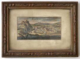 cca 1700 Szendrő rézmetszetű képe / Semendria copper plate engraving. 12x6 cm in frame