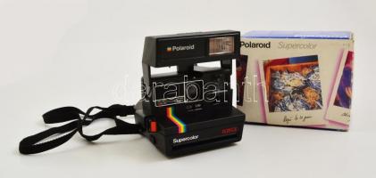 Polaroid Supercolor 635 CL fényképezőgép, eredeti dobozában, üres filmkazettával tesztelve, működő, nagyon szép állapotban / Vintage Polaroid instant film camera,with original box, in good, working condition
