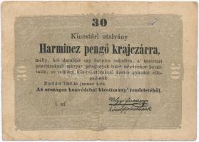 1849. 30kr Kossuth bankó T:III,III- tűly. Adamo G103