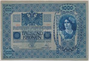 1902. 1000K függőleges "Deutschösterreich" felülbélyegzéssel, mindkét oldala német T:III
