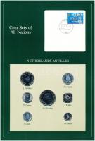 Holland-Antillák 1982-1984. 1c-2 1/2G (7xklf), Coin Sets of All Nations forgalmi szett felbélyegzett kartonlapon T:1  Netherlands Antilles 1982-1984. 1 Cent - 2 1/2 Gulden (7xdiff) Coin Sets of All Nations coin set on cardboard with stamp C:UNC