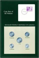 Albánia 1969. 5q-1L (5xklf), Coin Sets of All Nations forgalmi szett felbélyegzett kartonlapon T:1  Albania 1969. 5 Qindarka - 1 Lek (5xdiff) Coin Sets of All Nations coin set on cardboard with stamp C:UNC