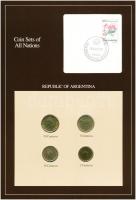 Argentina 1987. 1c-50c (4xklf), Coin Sets of All Nations forgalmi szett felbélyegzett kartonlapon T:1  Albania 1987. 1 Centavos - 50 Centavos (4xdiff) Coin Sets of All Nations coin set on cardboard with stamp C:UNC