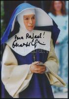 Geraldine Chaplin (1944-) színésznő aláírása az őt ábrázoló fotó nyomaton / autograph signature 19x27 cm