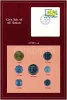 Antigua 1965-1983. 5c-1D (7xklf), Coin Sets of All Nations forgalmi szett felbélyegzett kartonlapon T:1  Antigua 1965-1983. 5 Cents - Dollar (7xdiff) Coin Sets of All Nations coin set on cardboard with stamp C:UNC