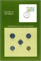 Bahamák 1969-1984. 1c-15c (5xklf), Coin Sets of All Nations forgalmi szett felbélyegzett kartonlapon T:1  Bahamas 1969-1984. 1 Cent - 15 Cents (5xdiff) Coin Sets of All Nations coin set on cardboard with stamp C:UNC