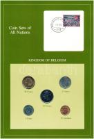 Belgium 1977-1982. 50c-10Fr (5xklf), Coin Sets of All Nations forgalmi szett felbélyegzett kartonlapon T:1  Belgium 1977-1982. 50 Centavos - 10 Francs (3xdiff) Coin Sets of All Nations coin set on cardboard with stamp C:UNC