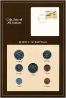 Botswana 1981-1984. 1th-1P (7xklf), Coin Sets of All Nations forgalmi szett felbélyegzett kartonlapon T:1  Botswana 1981-1984. 1 Thebe - 1 Pula (7xdiff) Coin Sets of All Nations coin set on cardboard with stamp C:UNC