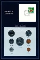 Cook-szigetek 1983. 1c-1D (7xklf), "Coin Sets of All Nations" forgalmi szett felbélyegzett kartonlapon T:1  Cook Islands 1983. 1 Cent - 1 Dollar (7xdiff) "Coin Sets of All Nations" coin set on cardboard with stamp C:UNC