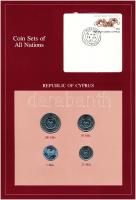 Ciprus 1982. 5m-100m (4xklf), "Coin Sets of All Nations" forgalmi szett felbélyegzett kartonlapon T:1  Cyprus 1982. 5 Mils - 100 Mils (4xdiff) "Coin Sets of All Nations" coin set on cardboard with stamp C:UNC