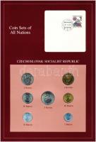 Csehszlovákia 1976-1980. 10h-5K (7xklf), Coin Sets of All Nations forgalmi szett felbélyegzett kartonlapon T:1  Czechoslovakia 1976-1980. 10 Haleru - 5 Korun (7xdiff) Coin Sets of All Nations coin set on cardboard with stamp C:UNC