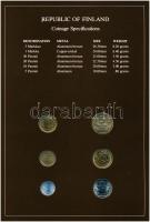 Finnország 1982. 5p-5M (6xklf), "Coin Sets of All Nations" forgalmi szett felbélyegzett ka...