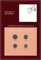 Guyana 1985. 1c-25c (4xklf), "Coin Sets of All Nations" forgalmi szett felbélyegzett kartonlapon T:1  Guyana 1985. 1 Cent - 25 Cents (4xdiff) "Coin Sets of All Nations" coin set on cardboard with stamp C:UNC