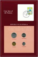 Guatemala 1983-1985. 1c-25c (4xklf), Coin Sets of All Nations forgalmi szett felbélyegzett kartonlapon T:1  Guatemala 1983-1985. 1 Centavo - 25 Centavos (4xdiff) Coin Sets of All Nations coin set on cardboard with stamp C:UNC