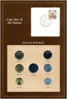 Olaszország 1982-1984. 5L-500L (7xklf), Coin Sets of All Nations forgalmi szett felbélyegzett kartonlapon T:1  Italy 1982-1984. 5 Lire - 500 Lire (7xdiff) Coin Sets of All Nations coin set on cardboard with stamp C:UNC