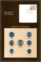 Indonézia 1970-1979. 1R-100R (7xklf), Coin Sets of All Nations forgalmi szett felbélyegzett kartonlapon T:1  Indonesia 1970-1979. 1 Rupiah - 100 Rupiah (7xdiff) Coin Sets of All Nations coin set on cardboard with stamp C:UNC