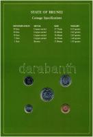 Brunei 1984-1985. 1s-50s (5xklf), "Coin Sets of All Nations" forgalmi szett felbélyegzett ...