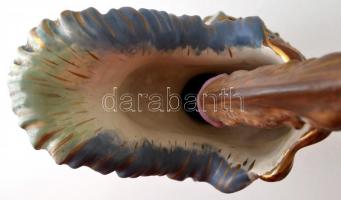 cca 1890 Fischer Ignácz Budapest, díszkancsó, kézzel festett, aranyozott porcelánfajansz, több helye...